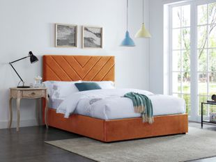 Luminosa Living Kingsize Irvine Orange Fabric Bed Frame 