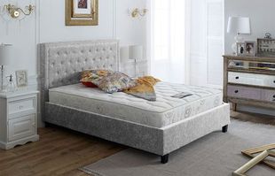 Knowsley Silver Crushed Velvet King Size Bed Frame