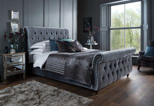 Mira Titanium Fabric Sleigh Bed