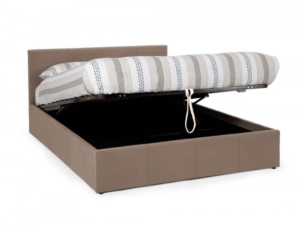 Serene Evelyn Latte Fabric Ottoman Bed