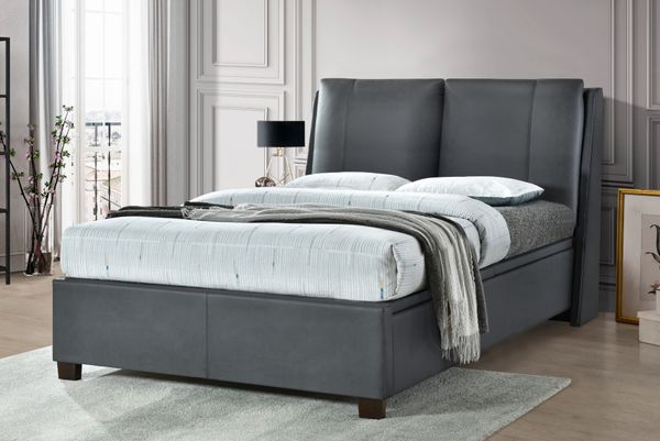 Tuscany Pillow Dark Grey End Lift Ottoman Bed Frame