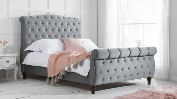 Birlea Colorado Grey Fabric Sleigh Bed