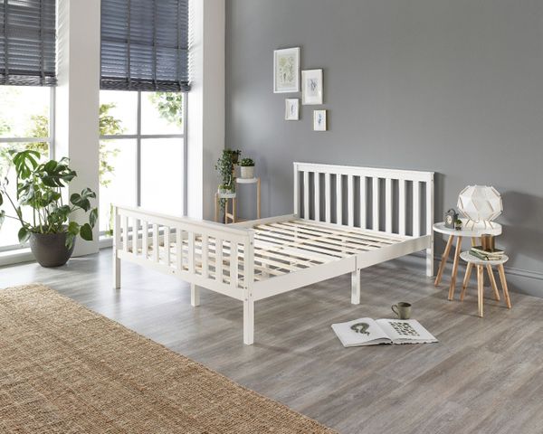 Edessa White Wooden Bed Frame 