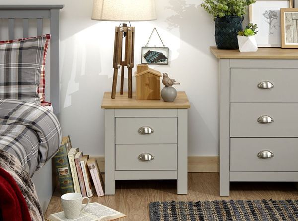 GFW Lancaster 2 Drawer Bedside Table