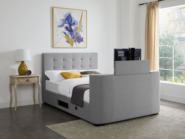 Luminosa Living Maine Grey Fabric TV Bed 