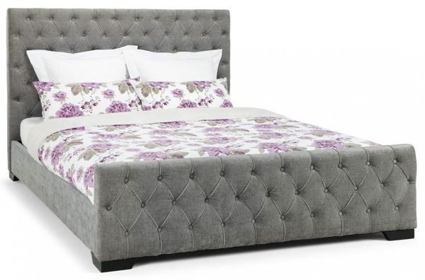 Serene Lillian Steel Grey Fabric Bed Frame