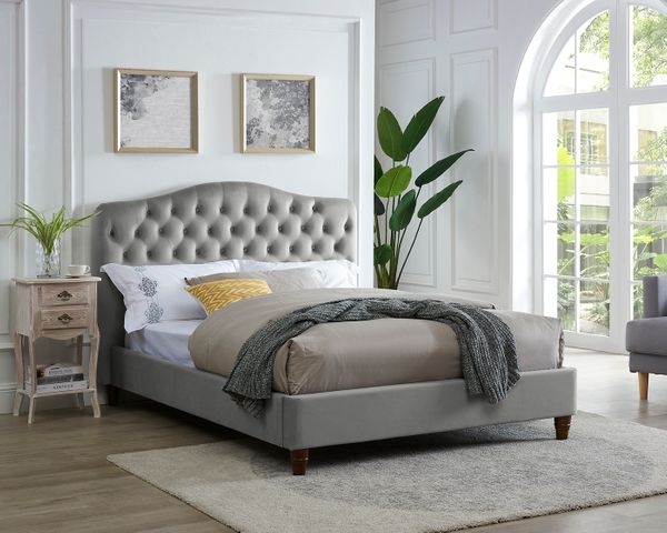 Luminosa Living Double Salina Grey Fabric Bed Frame